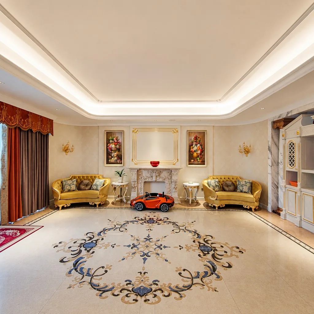 Shanghai villa grand salon oversized oil painting pair
